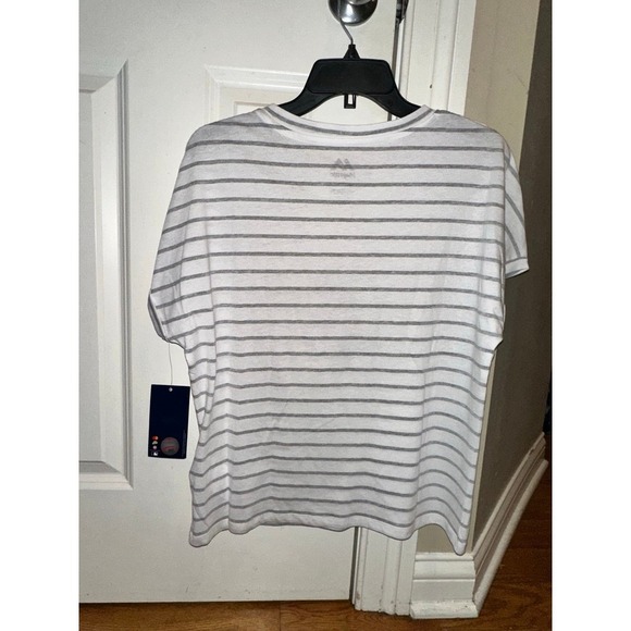 New WOMENS  majestic 47 KANSAS CITY ROYALS BLUE COED STRIPE SHORT SLEEVE SCOOP M - Picture 8 of 9